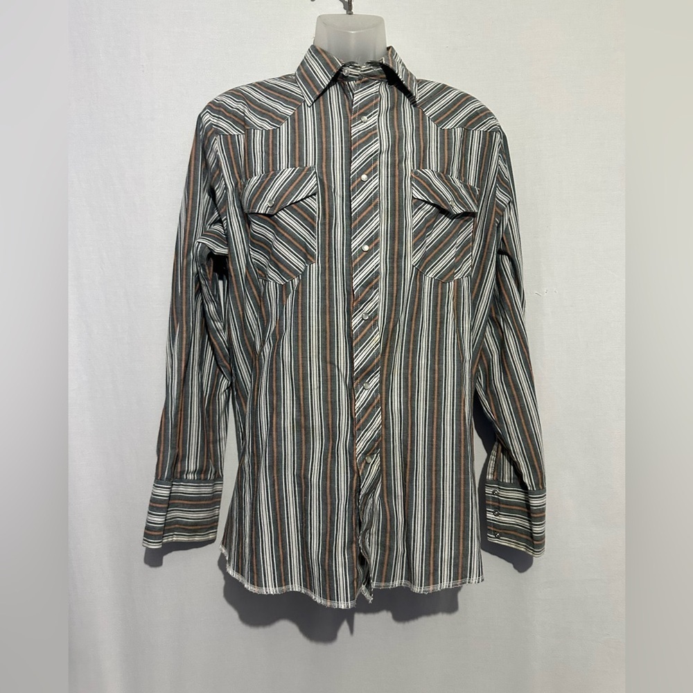 Vintage Wrangler Striped Western Pearl Snap Shirt | Size Large | Cowboy Core